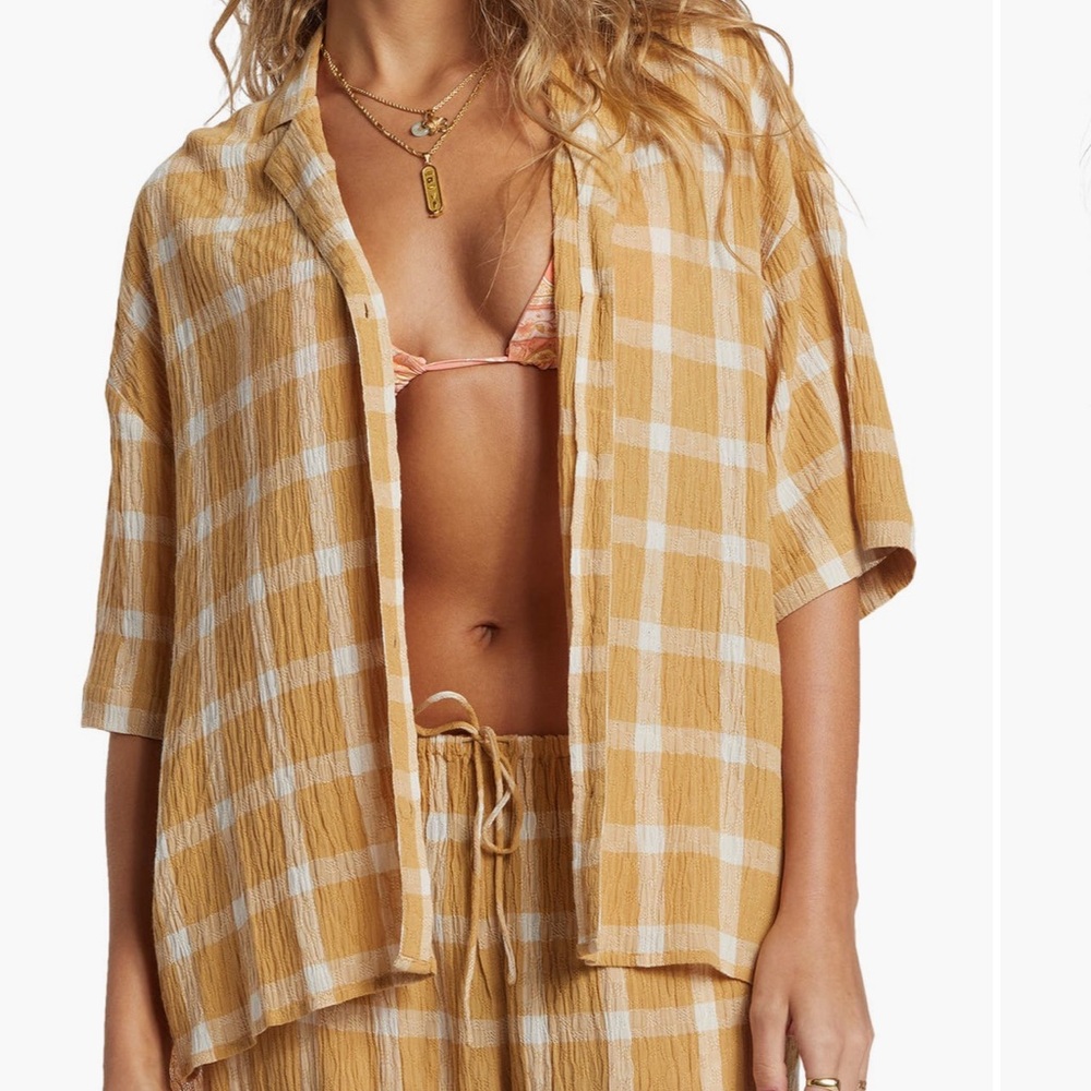 Billabong  Plaid Beach side Shirt size M new - Picture 2 of 5